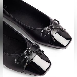 NWT Na-kd Contrast Toe Ballerinas Square Toe Flats in Black Size 7.5 38